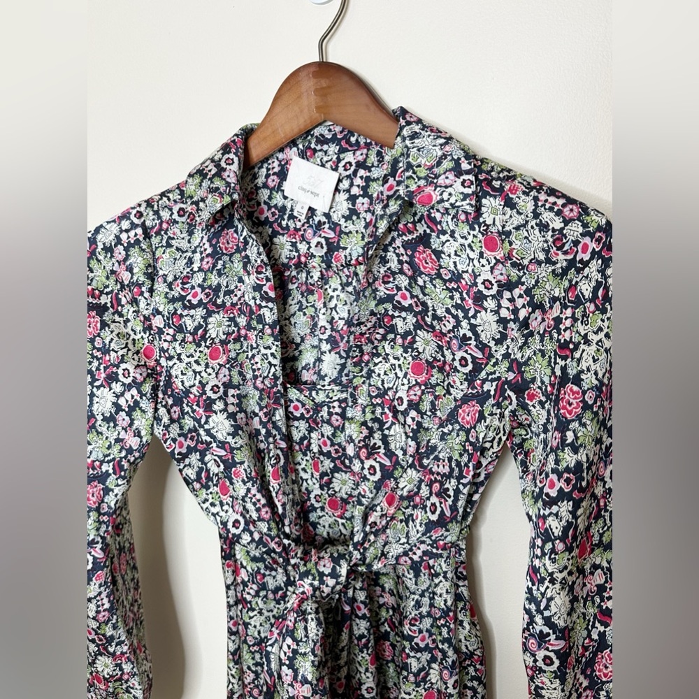 Cinq a Sept - Quin Floral Tie Midi Dress - size 6 - Layered Look, long Sleeve - Picture 3 of 15